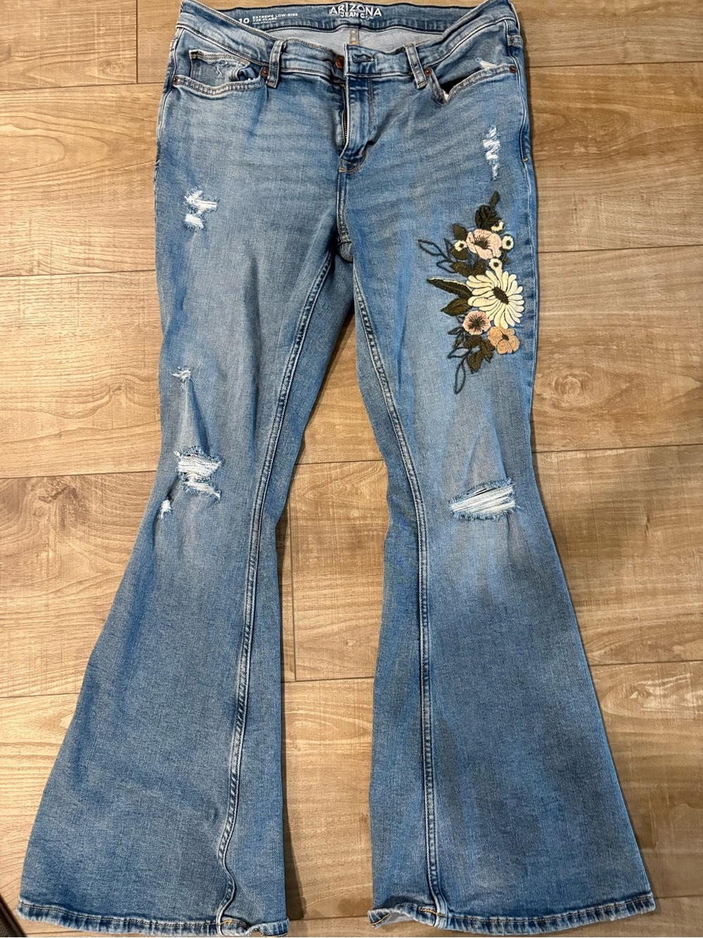 Arizona Jean Company Embroidered Flare Jeans